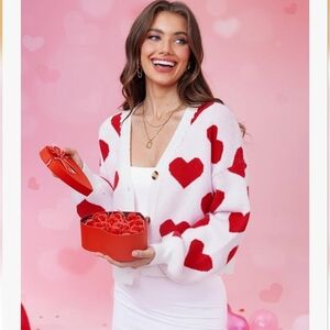 Papermoon Red and White Heart Cardigan